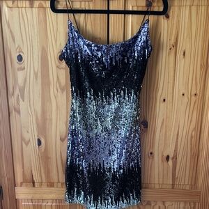 Dazzling Black and Silver Sequin Mini Dress